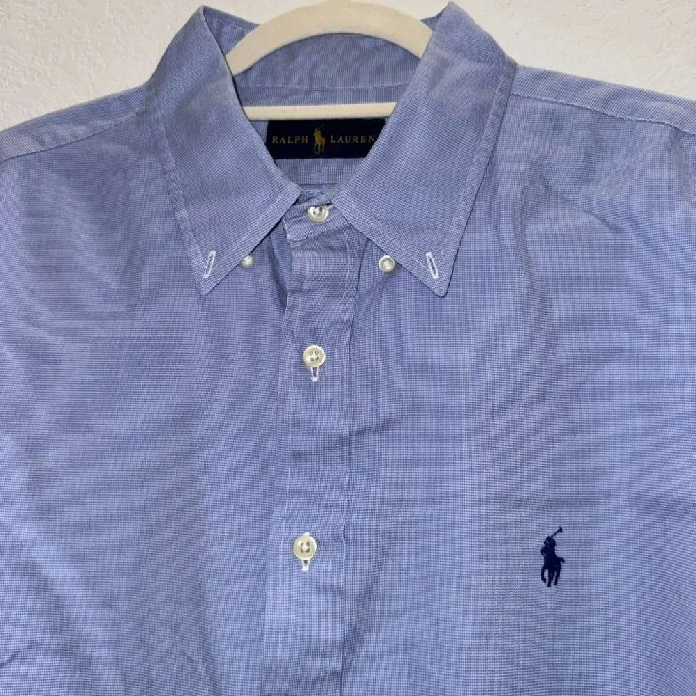 Ralph Lauren Men's Size 17.5/44 Polo Dress Shirt Button Up Blue Pony Work Office - Picture 9 of 13